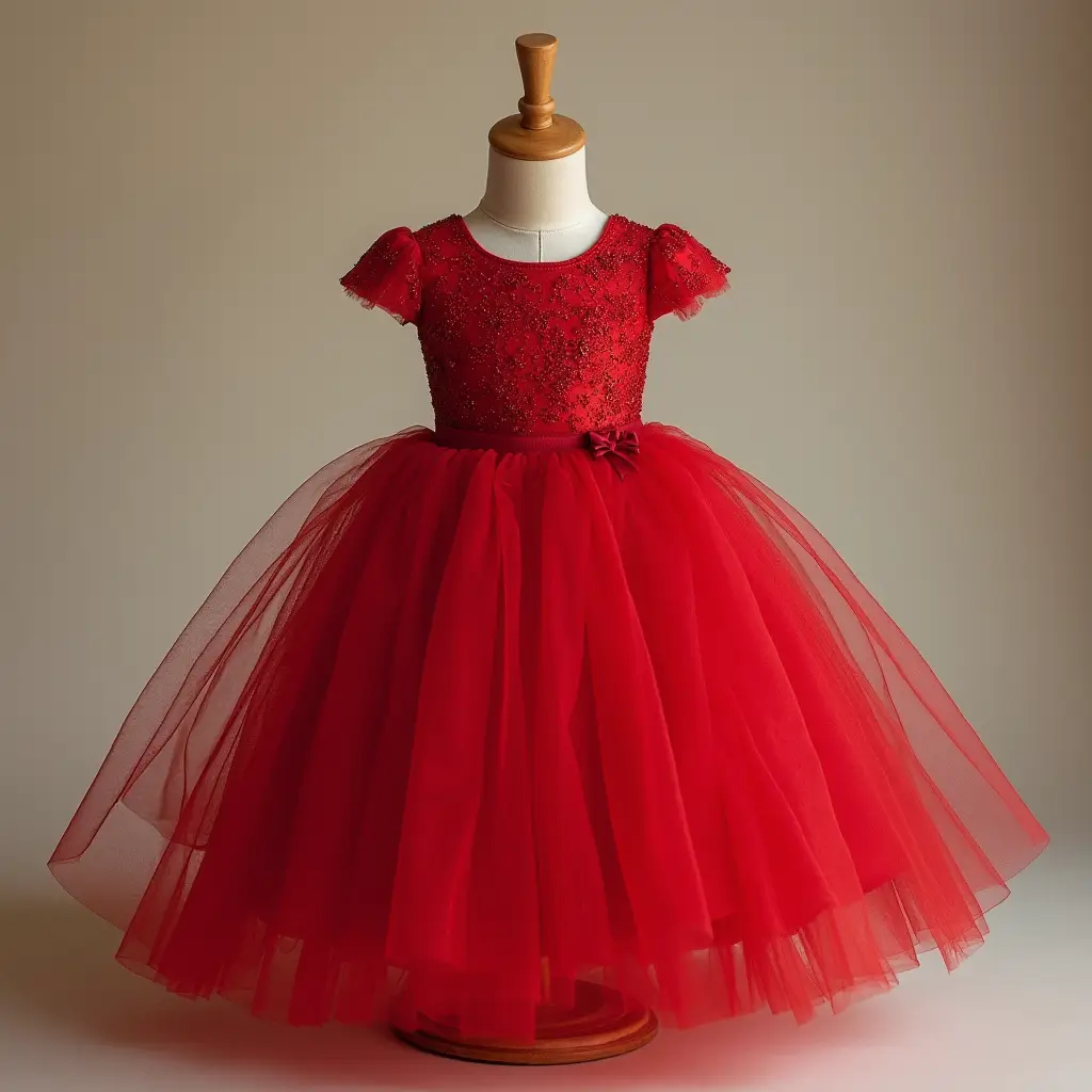 red tulle dress