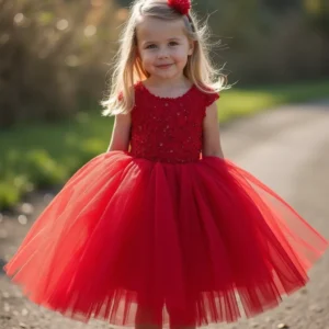 red tulle dress
