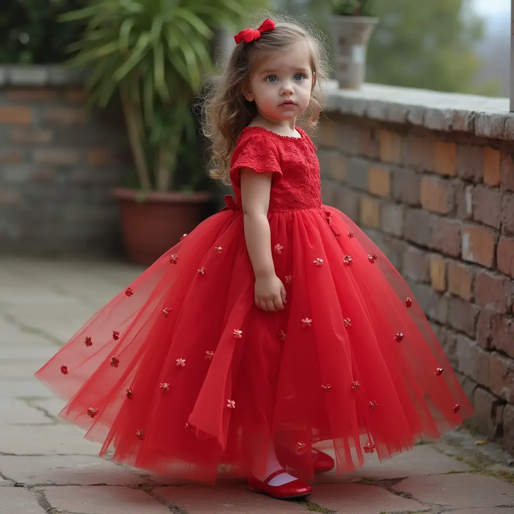 red tulle dress