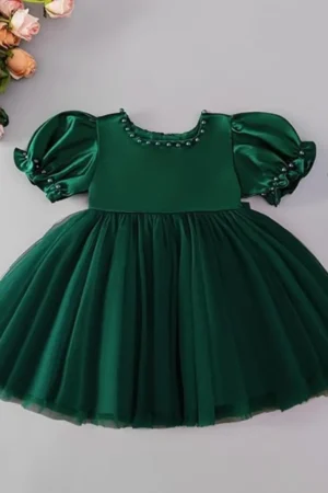 green satin dress