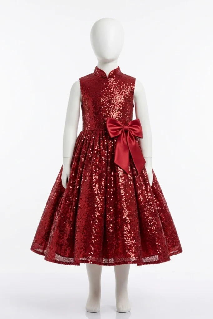 Girls Red Sequin Dress