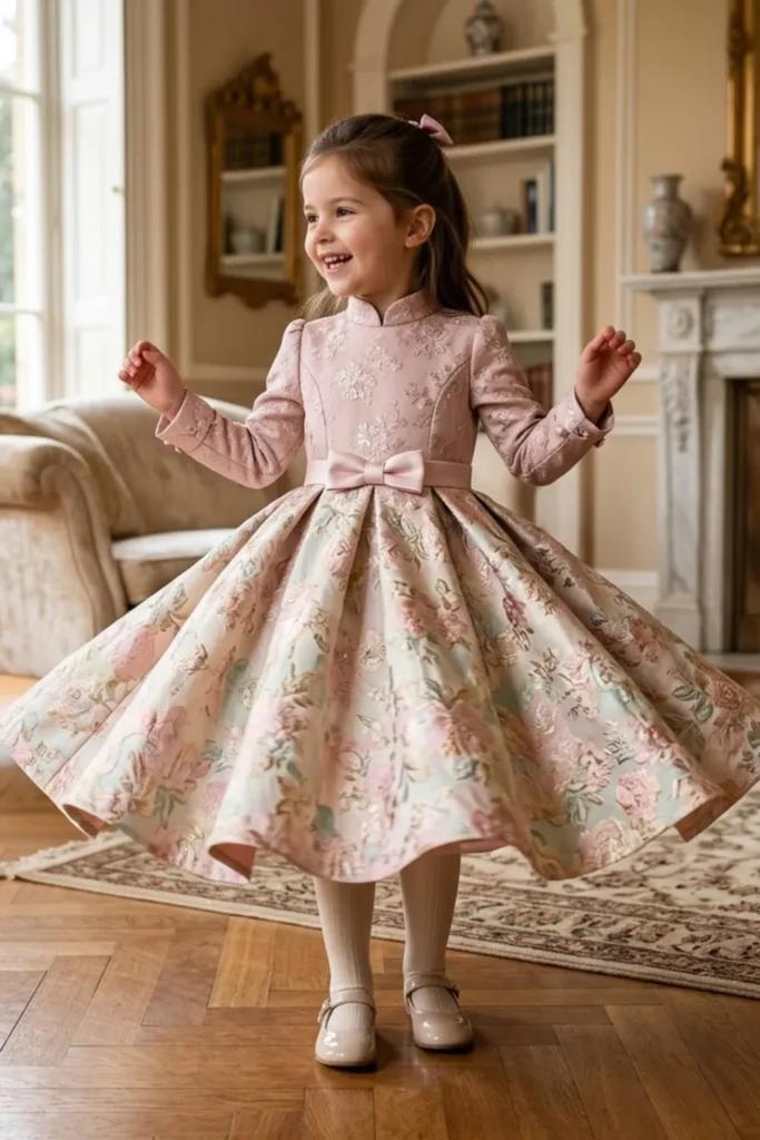 Brocade Gown Style For Kids