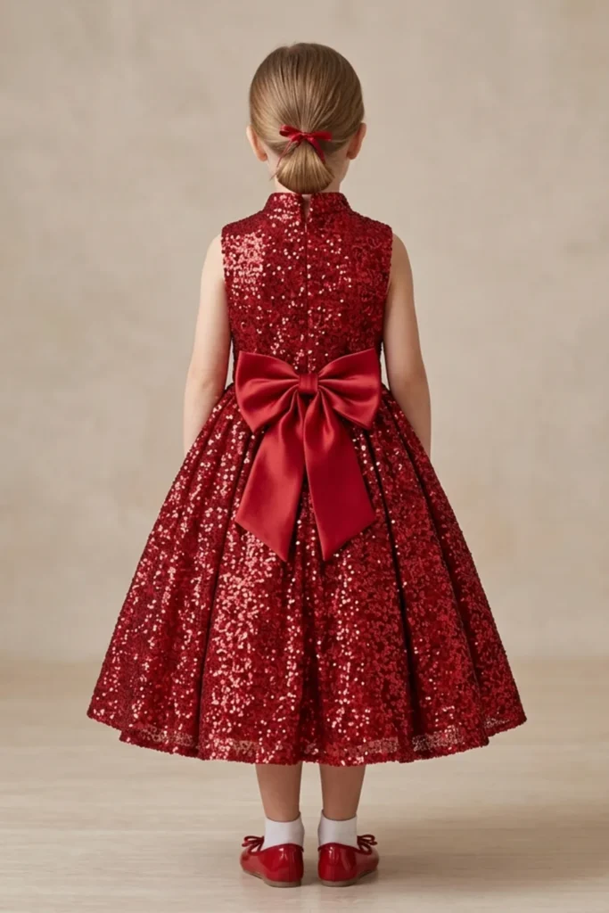 Girls Red Sequin Dress