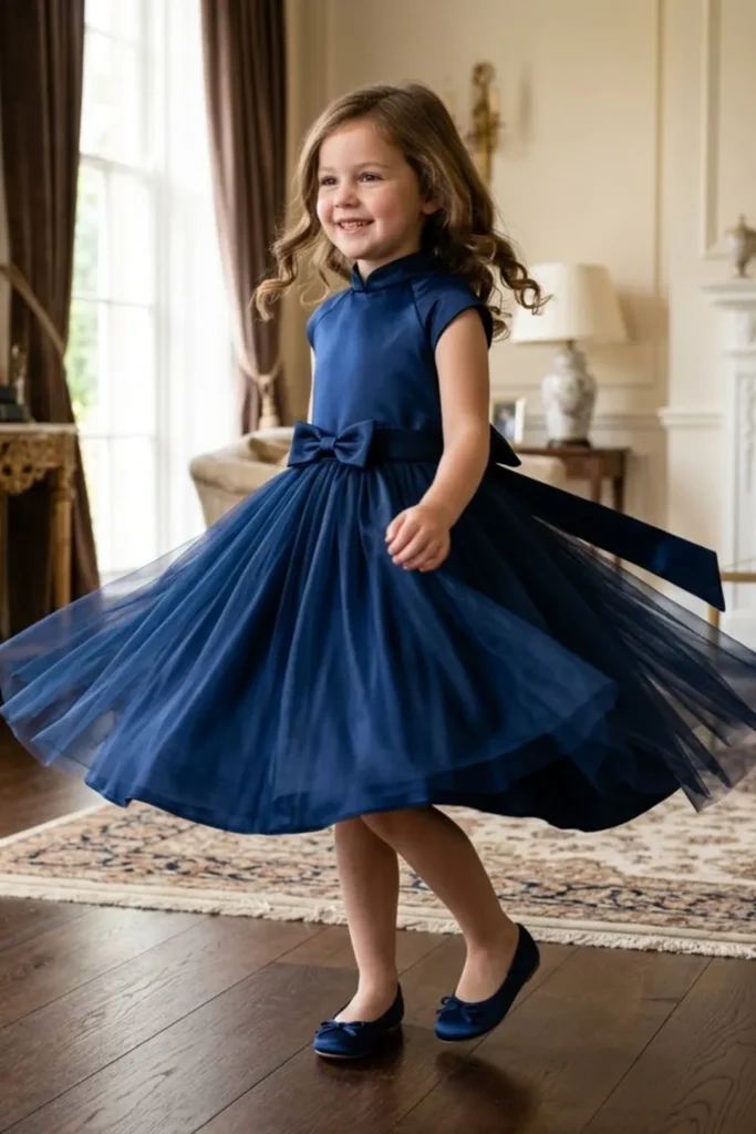 Navy Blue Dress For Kids