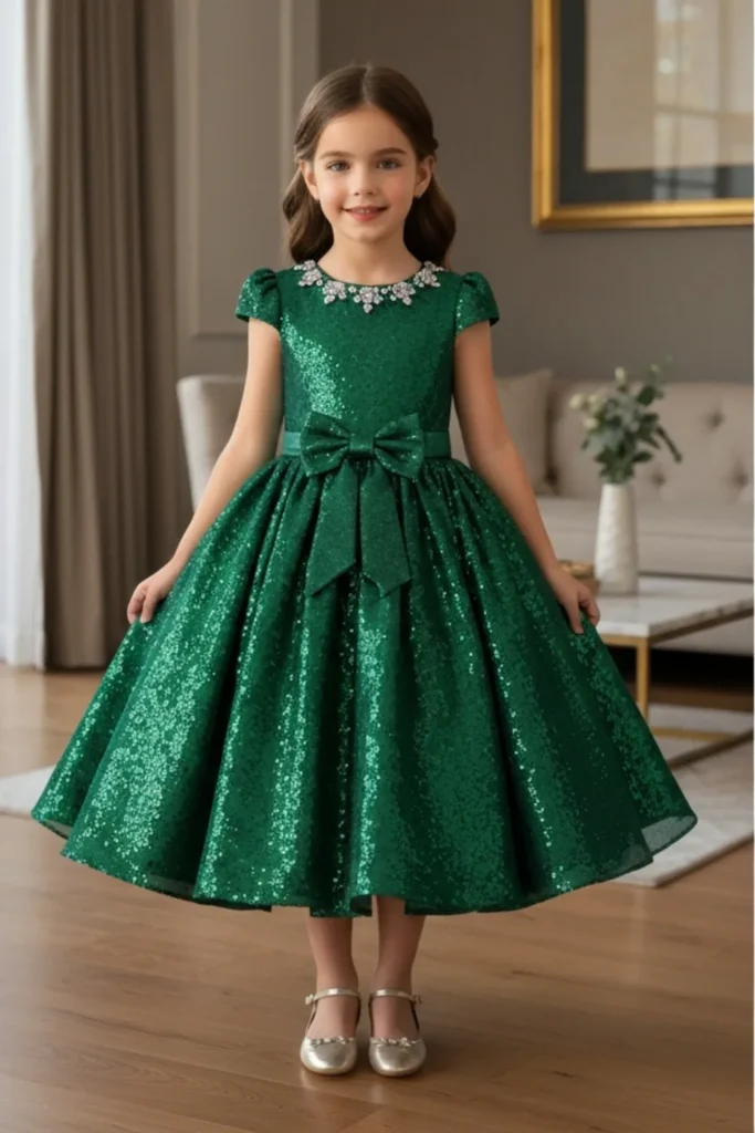Girl Green Dress 