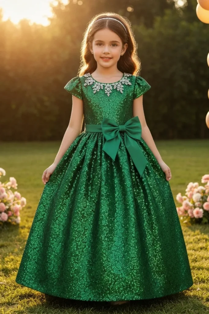 Girl Green Dress 