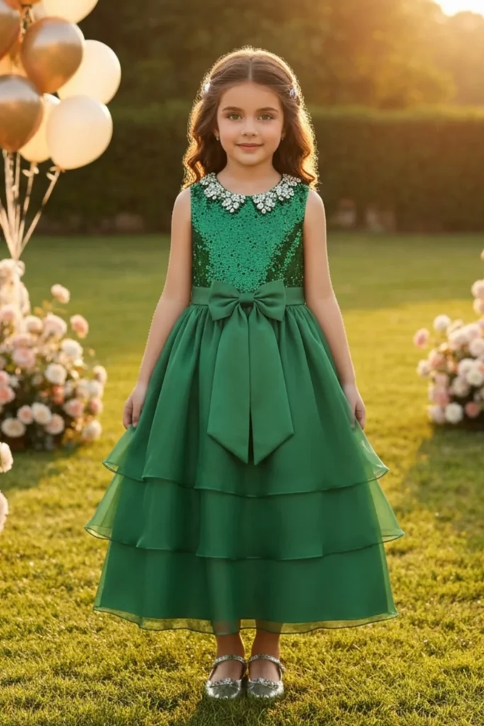 Girl Green Dress