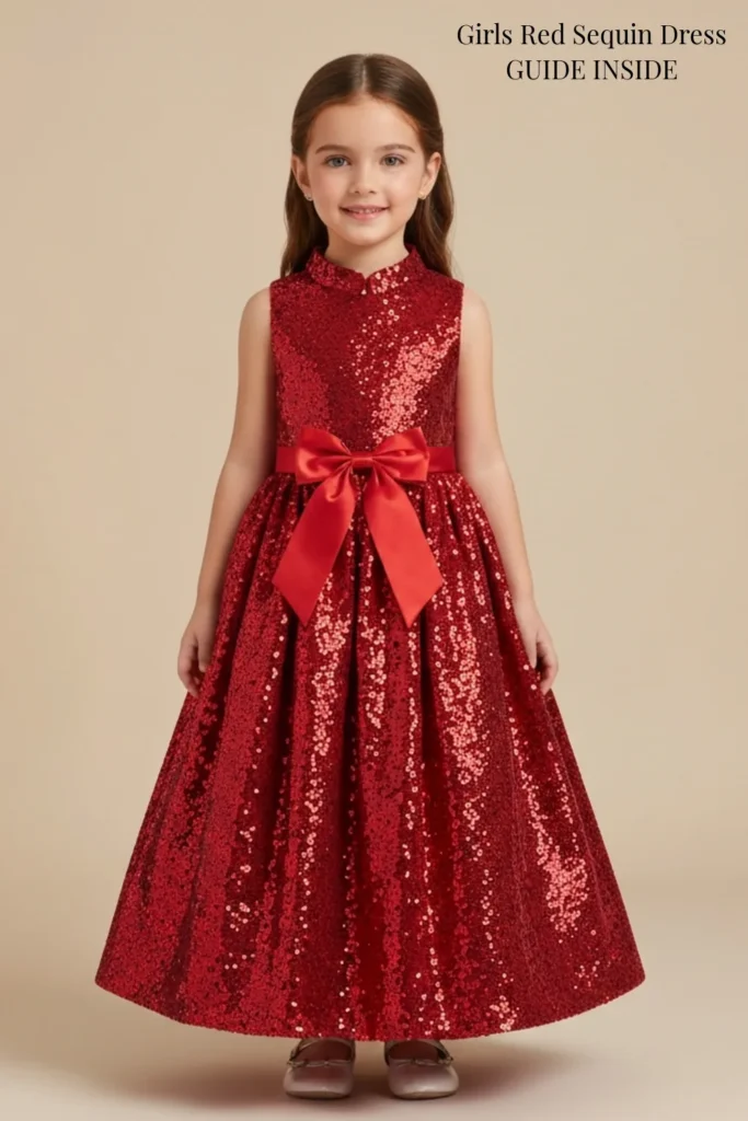Girls Red Sequin Dress