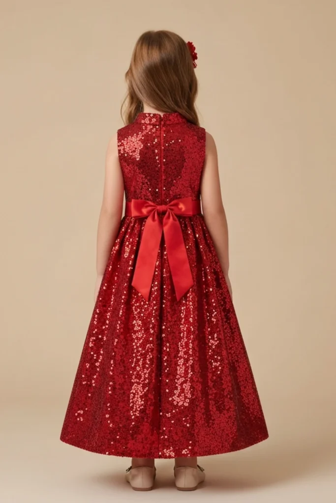Girls Red Sequin Dress
