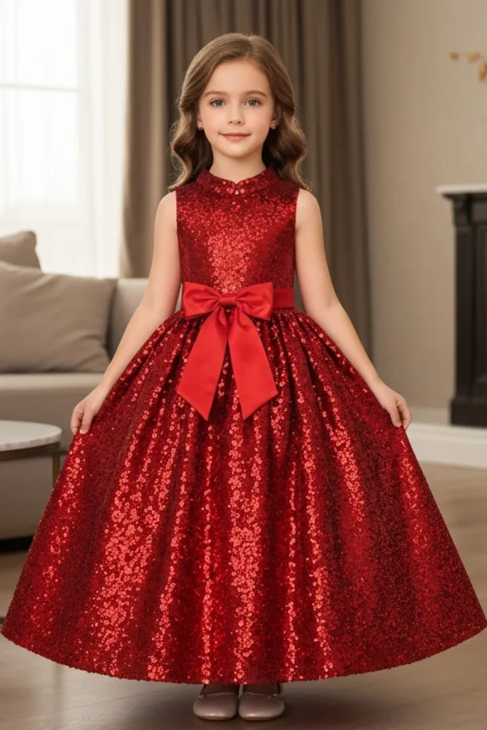 Girls Red Sequin Dress