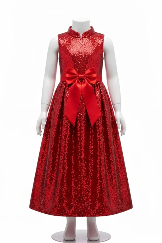 Girls Red Sequin Dress
