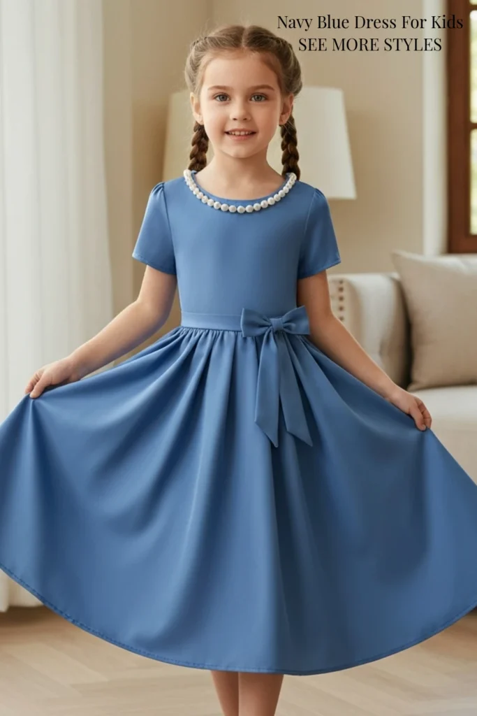 Navy Blue Dress For Kids